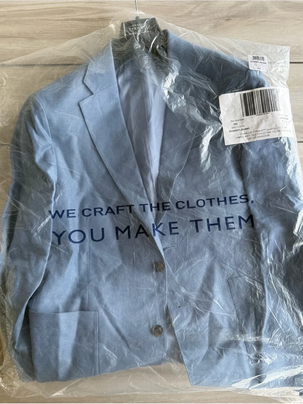 Charles Tyrwhitt Linen Cotton Jacket Blue Size 44R NWT IN PACKAGING